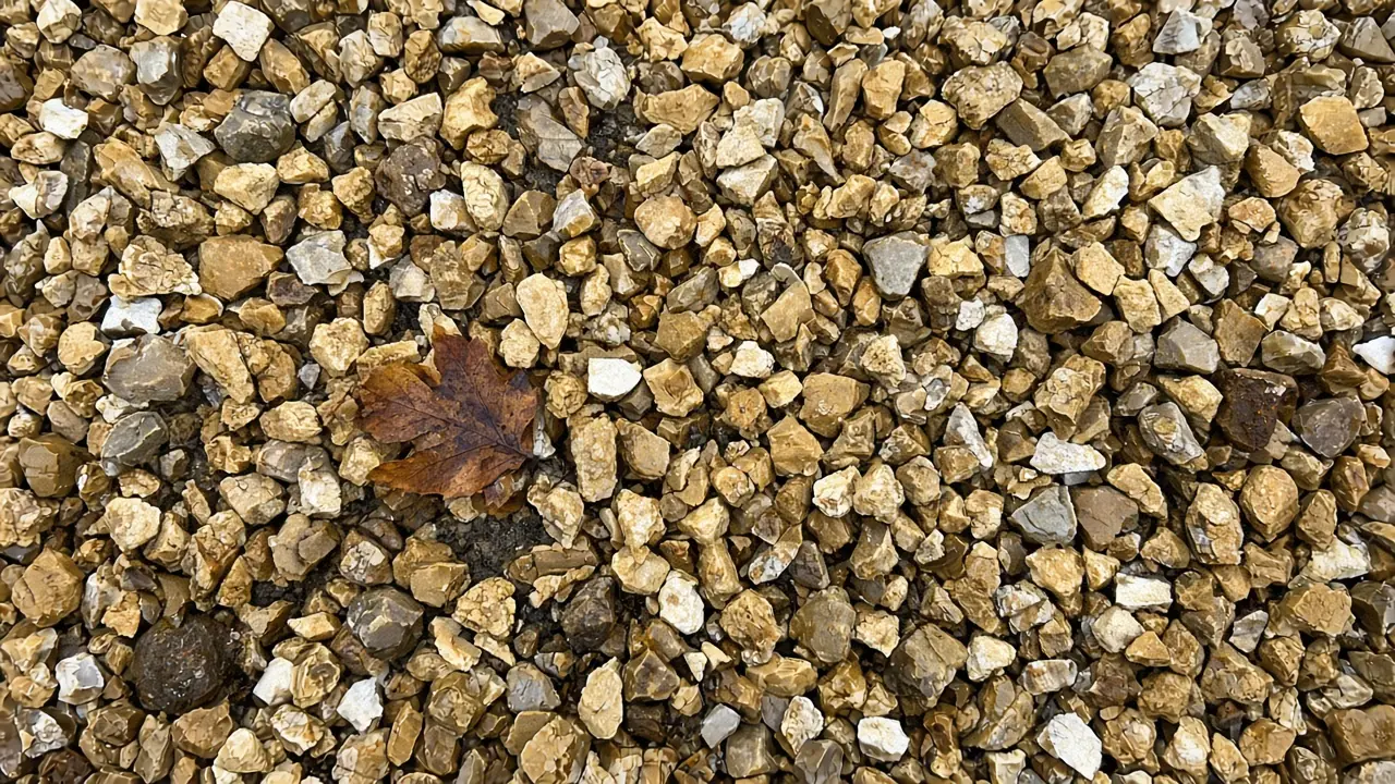 Close-up of 20mm angular golden flint gravel