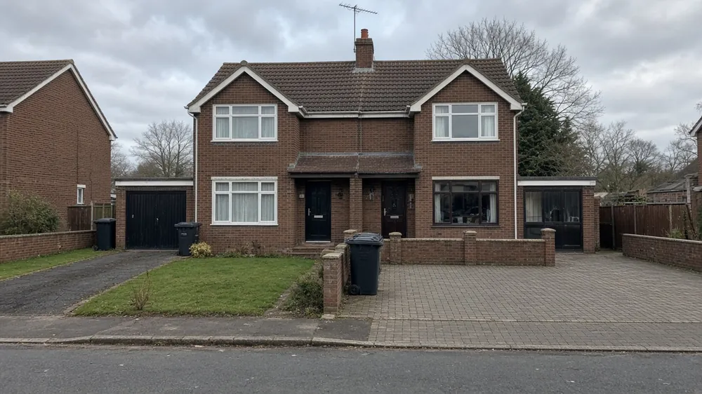 A single tarmac drive next to a wide double block paved drive on neighbouring semis