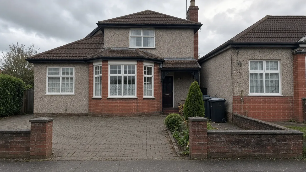 1930s semi in Acklam with a front garden widened into a double block paved drive