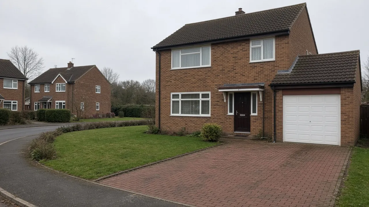 1980s estate house in Coulby Newham with original faded block paving